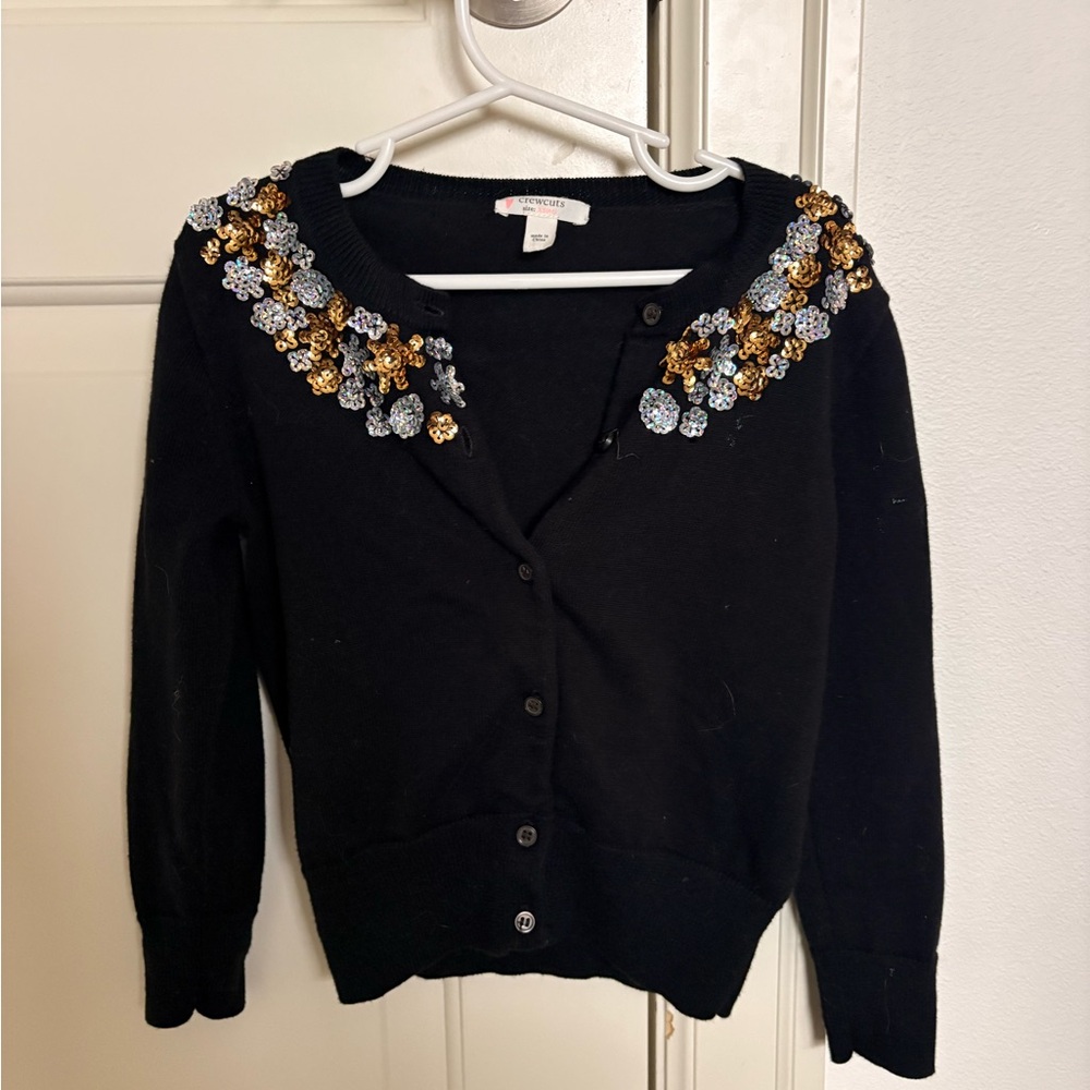 Crewcuts Black Cardigan with Gold and Silver Accents
